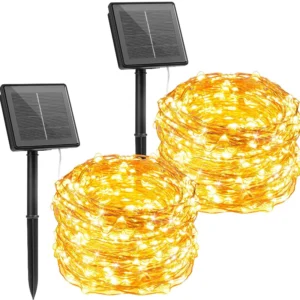 SM22574 Set of 2 100LED Solar Copper Wire Light