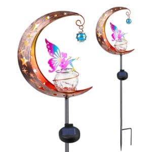 SM231089A Fairy Sitting on Crackle Glass Ball Solar Stake Light