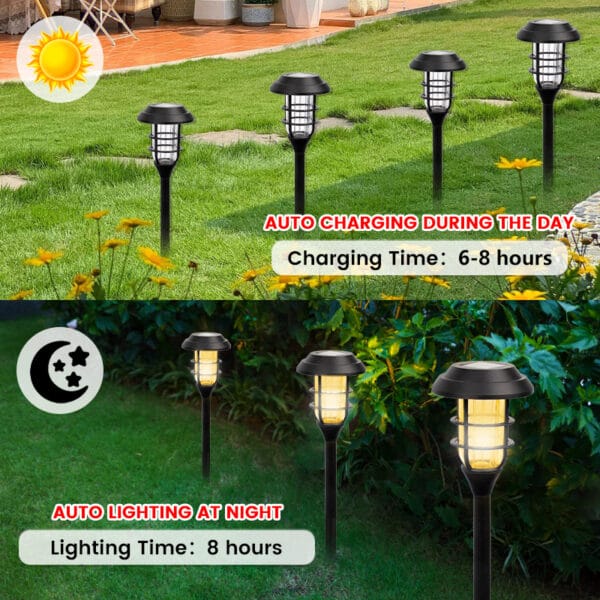6-Pack Dome Solar Stake Lights with Black Metal Pole - Image 6