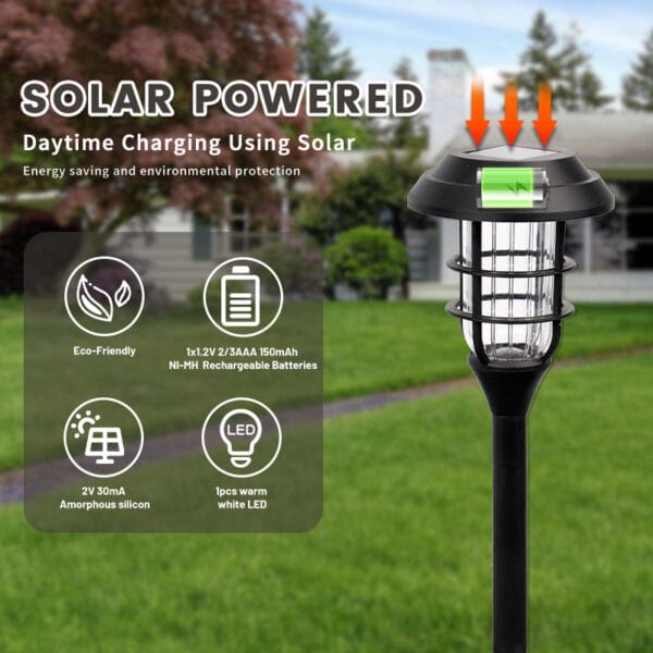 6-Pack Dome Solar Stake Lights with Black Metal Pole - Image 5