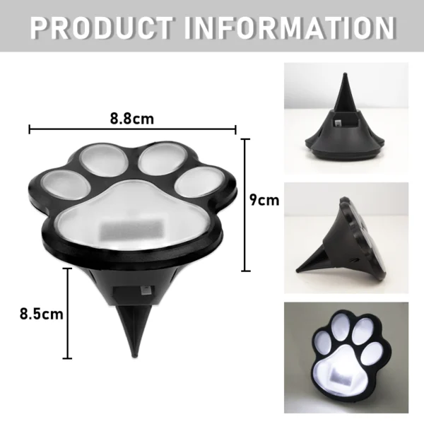 Set of 6pcs Paw Print Solar Lights - Image 8