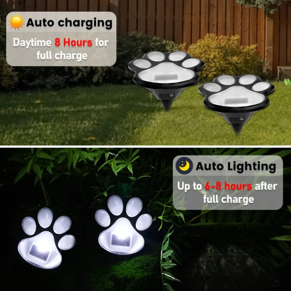 Set of 6pcs Paw Print Solar Lights - Image 7