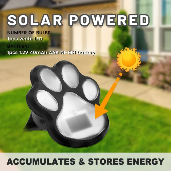 Set of 6pcs Paw Print Solar Lights - Image 6