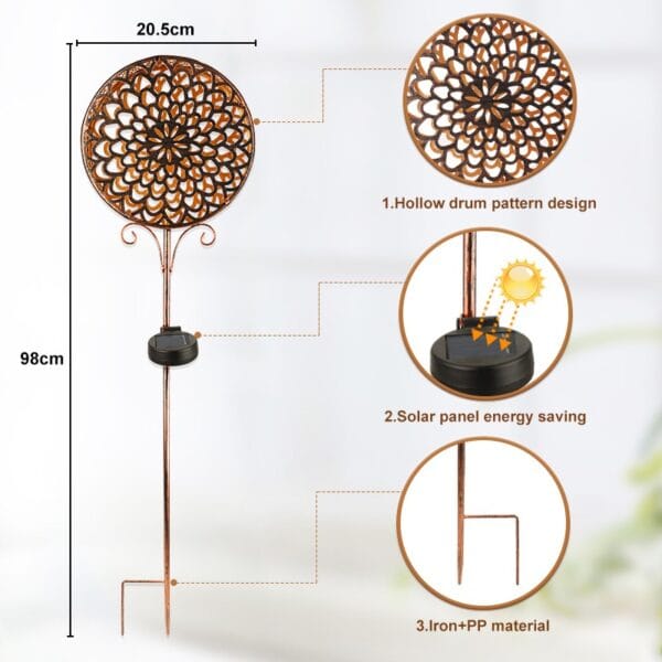 Hollow Drum Solar lower Stake Lights for Garden - Image 5