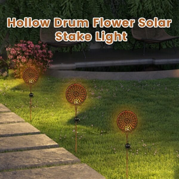 Hollow Drum Solar lower Stake Lights for Garden - Image 3