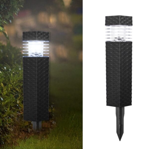 Set of 2 Rattan Design Solar Stake Light - Image 4