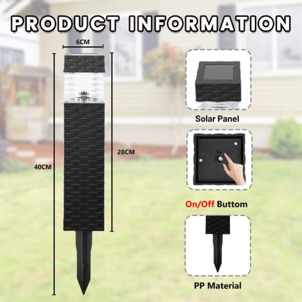 Set of 2 Rattan Design Solar Stake Light - Image 8