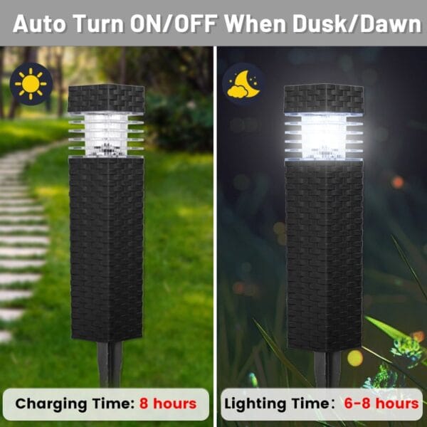 Set of 2 Rattan Design Solar Stake Light - Image 7