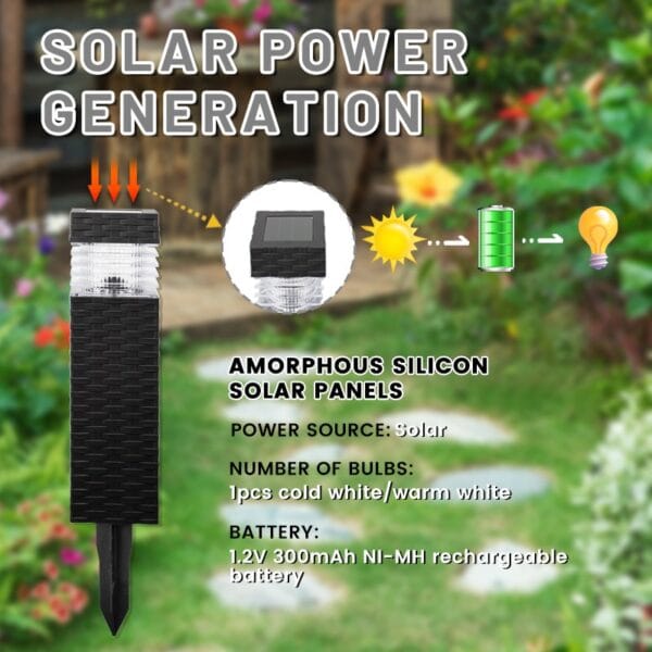 Set of 2 Rattan Design Solar Stake Light - Image 6