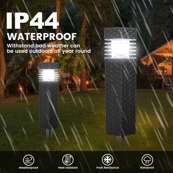 Set of 2 Rattan Design Solar Stake Light - Image 5