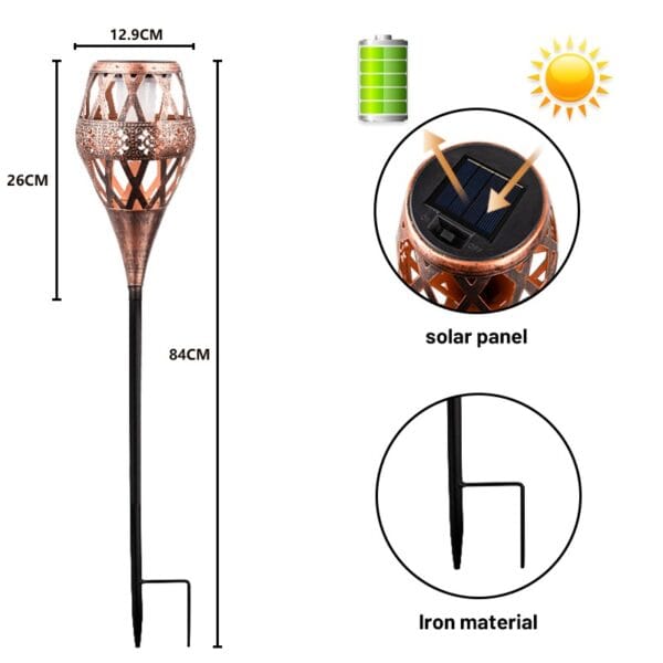 Lantern-Style Solar Torch Stake Light with Perforated Shade - Image 8