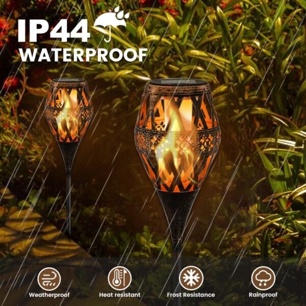 Lantern-Style Solar Torch Stake Light with Perforated Shade - Image 5