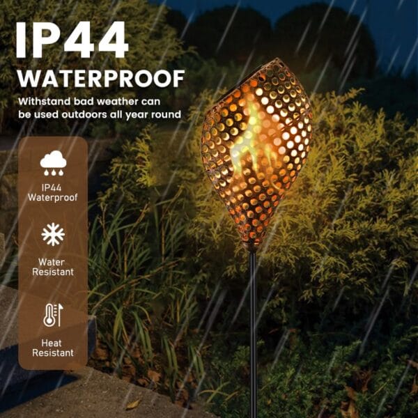 Mosaic Flame Solar Stake Light with Black Alloy Pole - Image 8