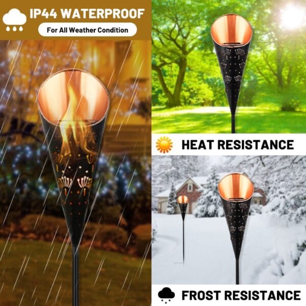 Orange-Black Solar Torch Stake Light with Tapered Top - Image 6