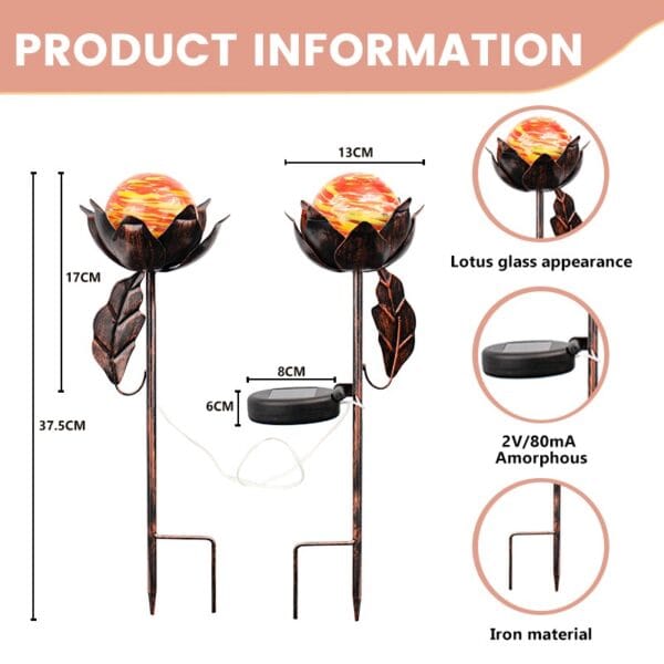 Set of 2 Solar Lotus Stake Light - Image 5