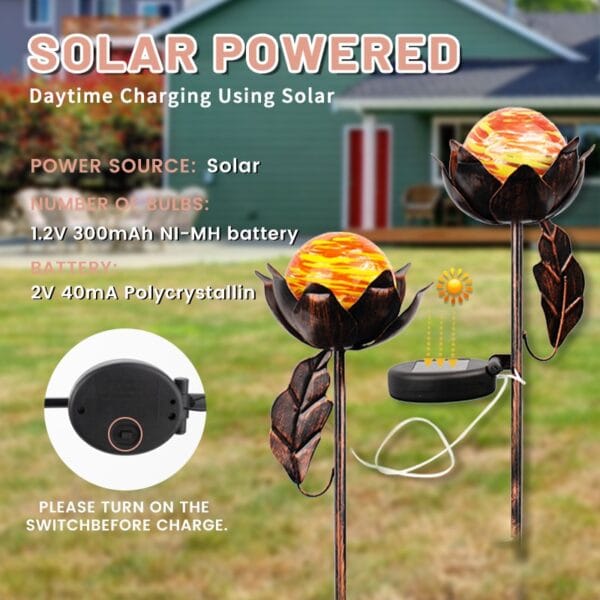 Set of 2 Solar Lotus Stake Light - Image 7