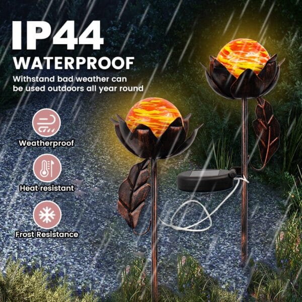 Set of 2 Solar Lotus Stake Light - Image 8
