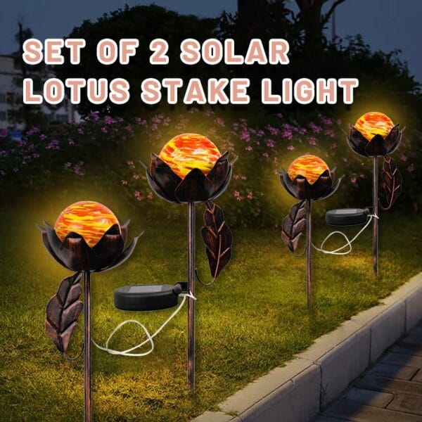 Set of 2 Solar Lotus Stake Light - Image 3