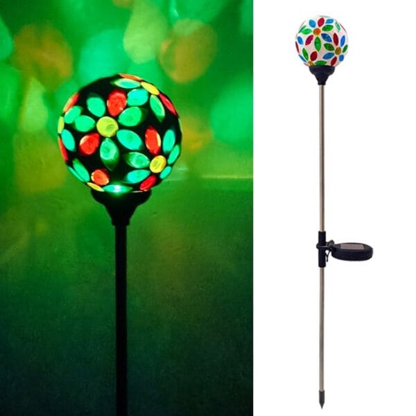 Mosaic Flower Solar Garden Stake Light - Image 3