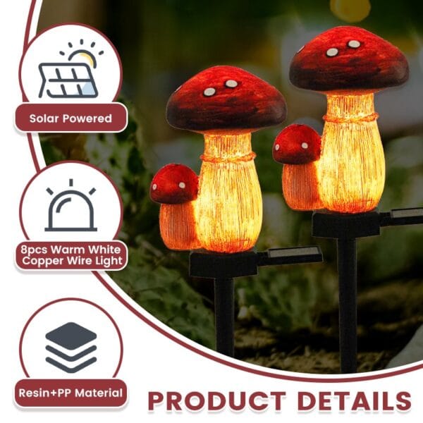 Resin Mushroom Solar Stake Light - Image 6