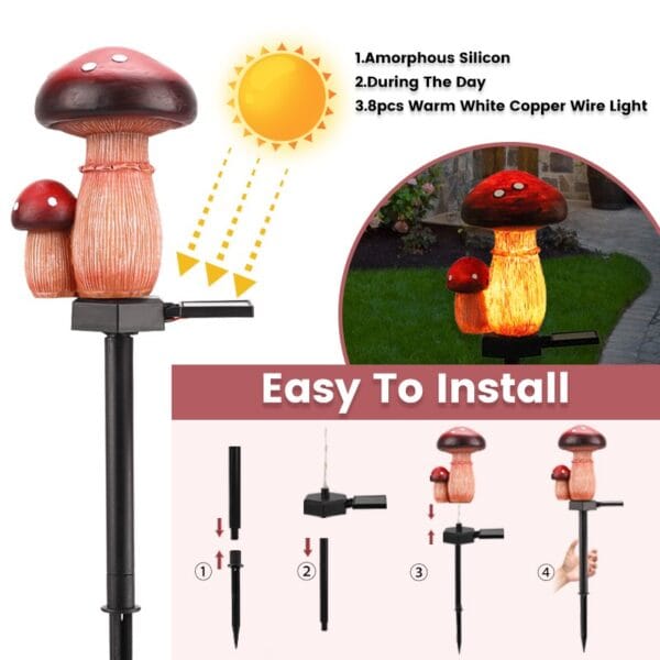 Resin Mushroom Solar Stake Light - Image 8