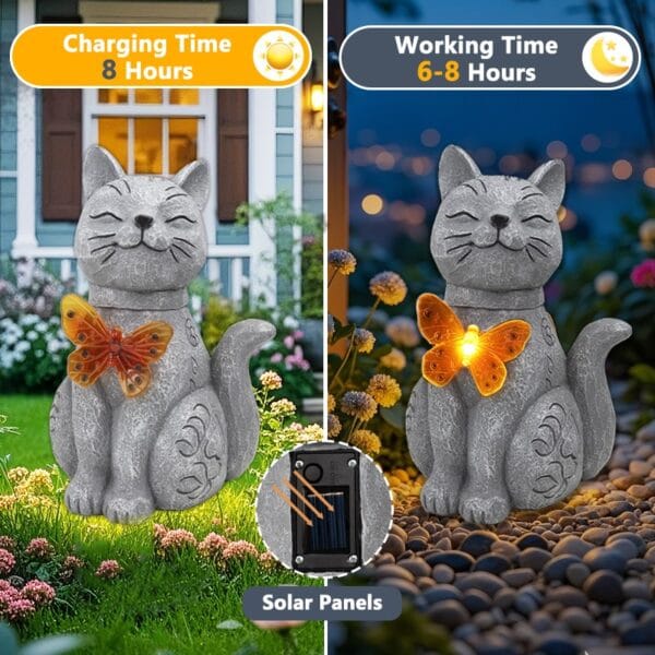 SM24124 Cat Statue with Solar Butterfly (4)