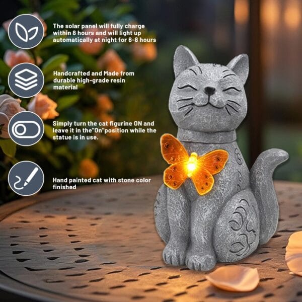 SM24124 Cat Statue with Solar Butterfly (5)
