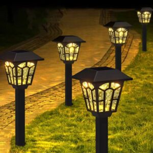 sm24403 warm light plastic solar stake pathway lantern