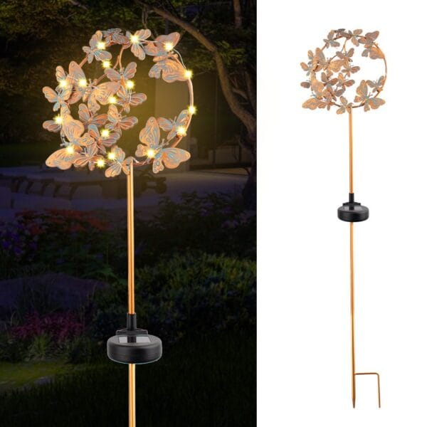 Golden Butterfly Solar Stake Light with 3D Wing Design & Black Pole - Image 6