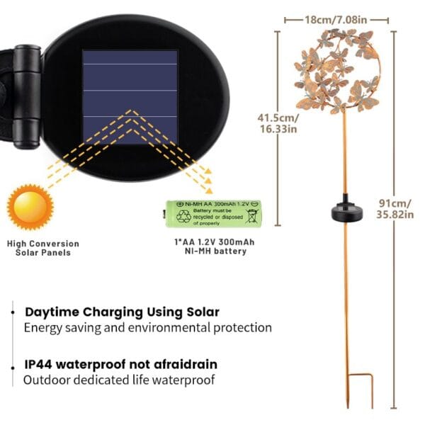 Golden Butterfly Solar Stake Light with 3D Wing Design & Black Pole - Image 7