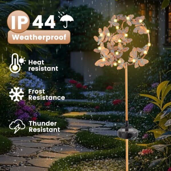 Golden Butterfly Solar Stake Light with 3D Wing Design & Black Pole - Image 9