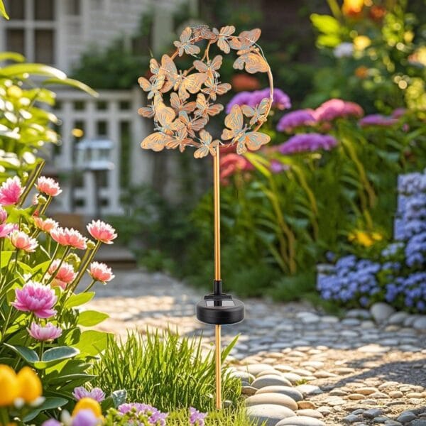 Golden Butterfly Solar Stake Light with 3D Wing Design & Black Pole - Image 4