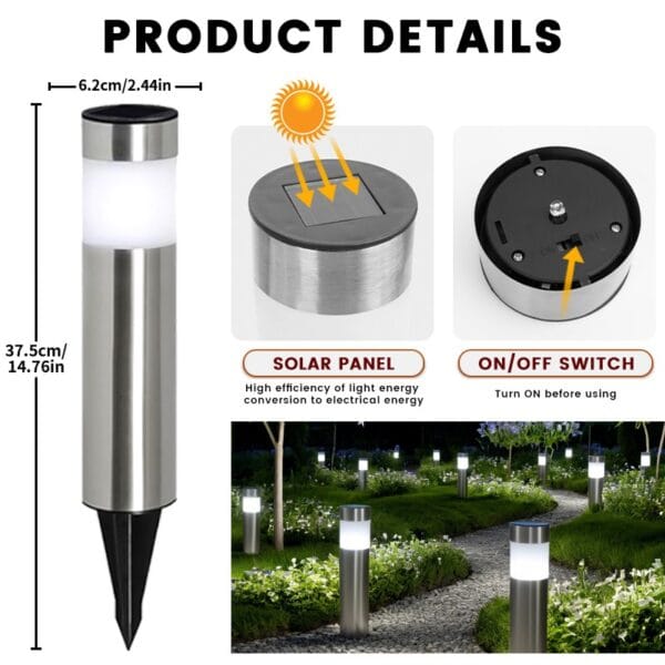 SM24558 Pack of 4pcs CylinderSolar Stake Light (3)