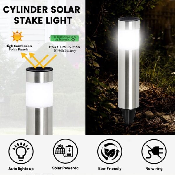 SM24558 Pack of 4pcs CylinderSolar Stake Light (5)