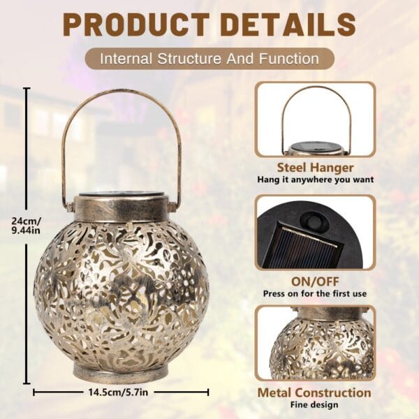 Hollow Out Solar Hanging Or Tabletop Lantern - Image 6