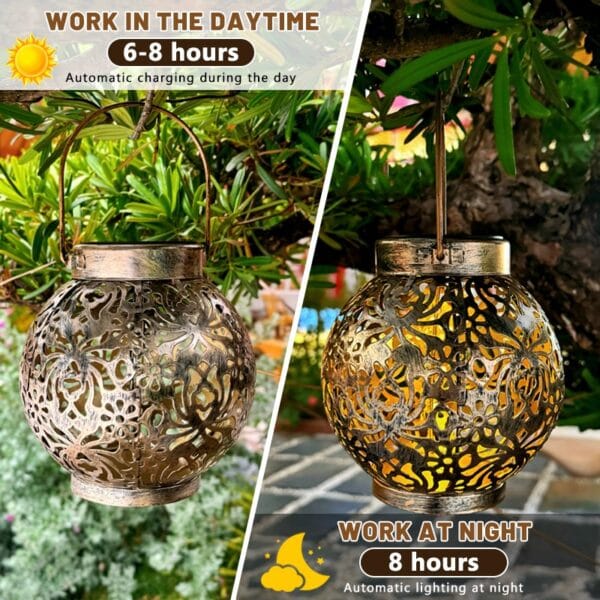 Hollow Out Solar Hanging Or Tabletop Lantern - Image 7