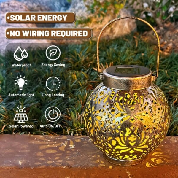 Hollow Out Solar Hanging Or Tabletop Lantern - Image 9