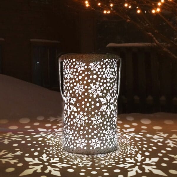 Automatic Sensor Snowflake Hollow Hanging Solar Lantern - Image 3