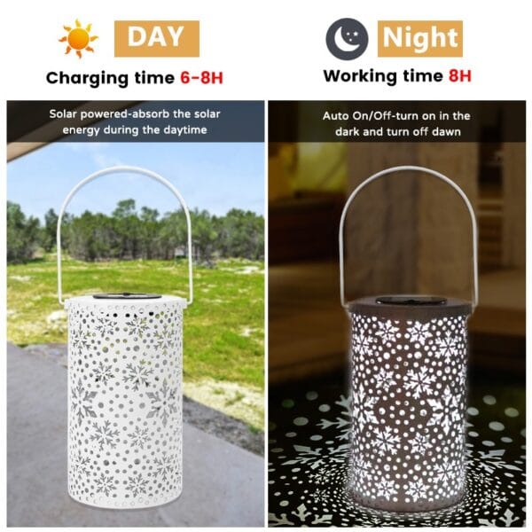 Automatic Sensor Snowflake Hollow Hanging Solar Lantern - Image 4