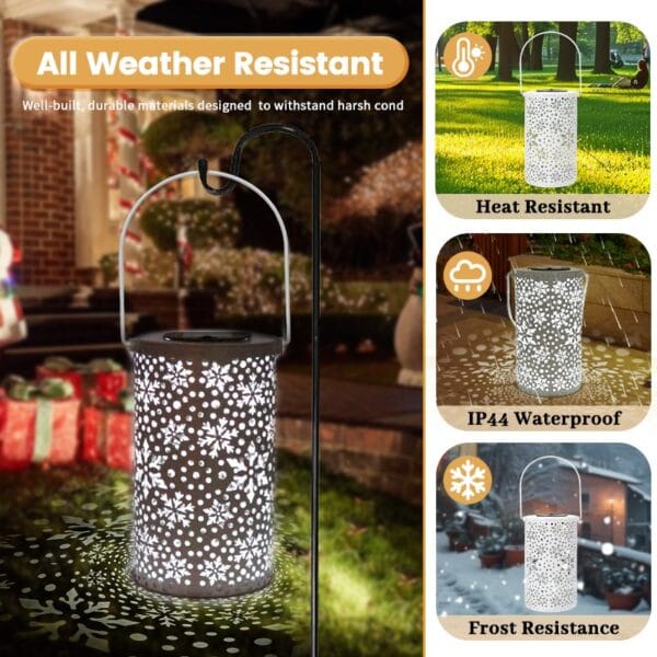 SM24673 Automatic Sensor Snowflake Hollow Hanging Solar Lantern (5)