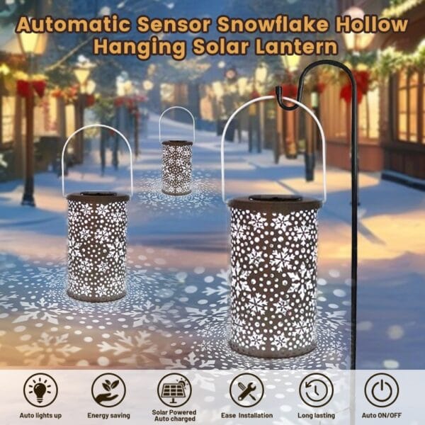 Automatic Sensor Snowflake Hollow Hanging Solar Lantern - Image 6