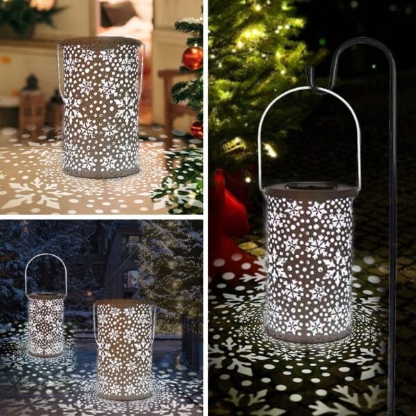 Automatic Sensor Snowflake Hollow Hanging Solar Lantern - Image 7
