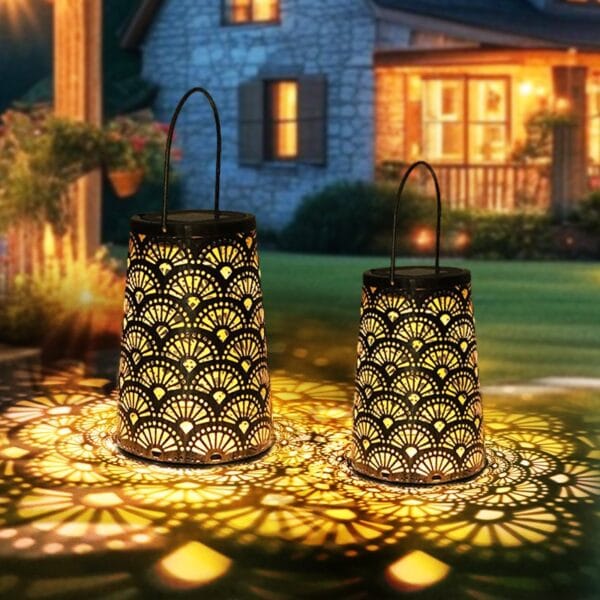 Retro Hollow out Solar Lantern Hanging Solar Lights - Image 4