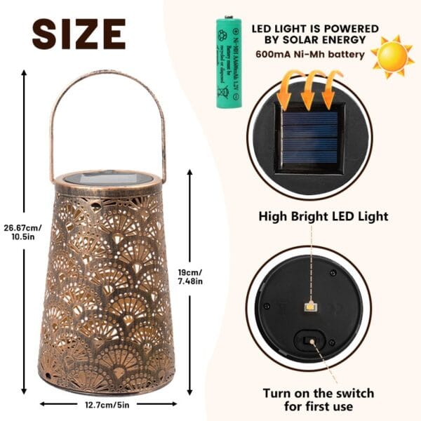 Retro Hollow out Solar Lantern Hanging Solar Lights - Image 6