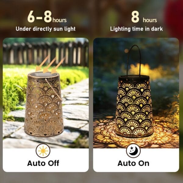 Retro Hollow out Solar Lantern Hanging Solar Lights - Image 7