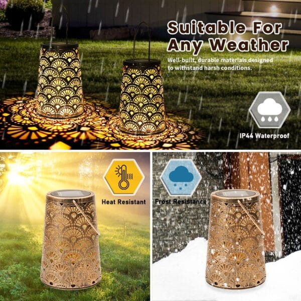 Retro Hollow out Solar Lantern Hanging Solar Lights - Image 8