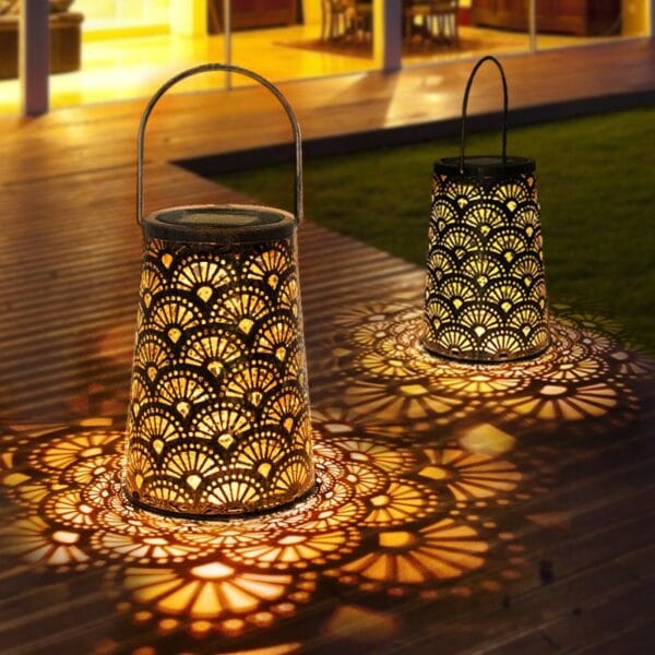 Retro Hollow out Solar Lantern Hanging Solar Lights - Image 3
