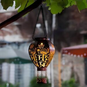 sm24891 hot air balloon solar mushroom lantern hanging light