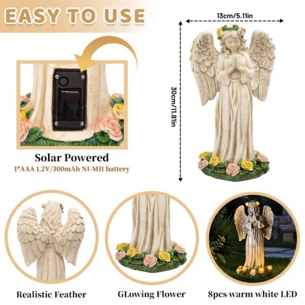 SM24894 Solar Garden Praying Angel Statue (3)