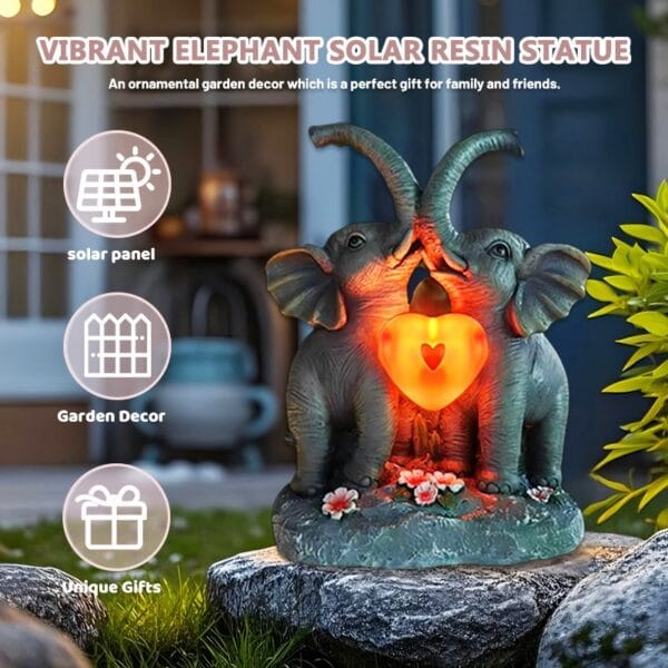 SM24895 Vibrant Elephant Solar Resin Statue (5)